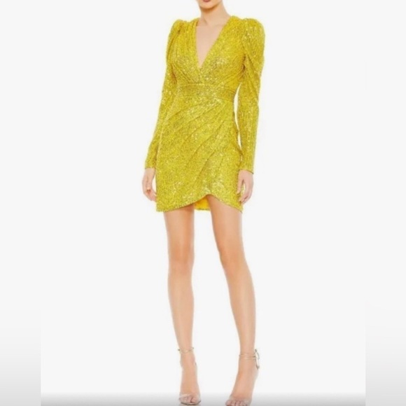 Ieena By Mac Duggal
Style No. 26944 Evening Yellow/Gold Mini Dress Size 4 - Picture 1 of 11